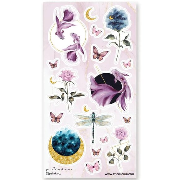 Other - 3 for $15 - Moonlit Koi Pond - 1 Sticker Sheet - Fish, Insects, & Flowers - NEW